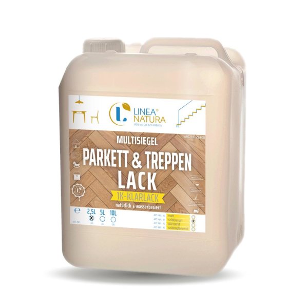 Parkett- und Treppenlack | 1K Klarlack | Versiegelungslack 2,5 L seidenmatt