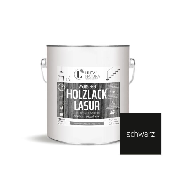 Holzlack Lasur | Möbel | Parkett u.- Treppen im Innenbereich 2,5 L schwarz