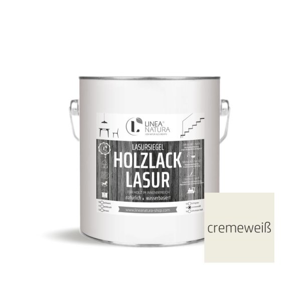 Holzlack Lasur | Möbel | Parkett u.- Treppen im Innenbereich 2,5 L cremeweiß