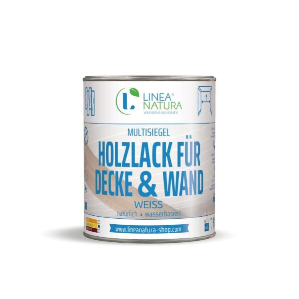 Holzlack für Decke und Wand 1 Liter - weiß seidenmatt